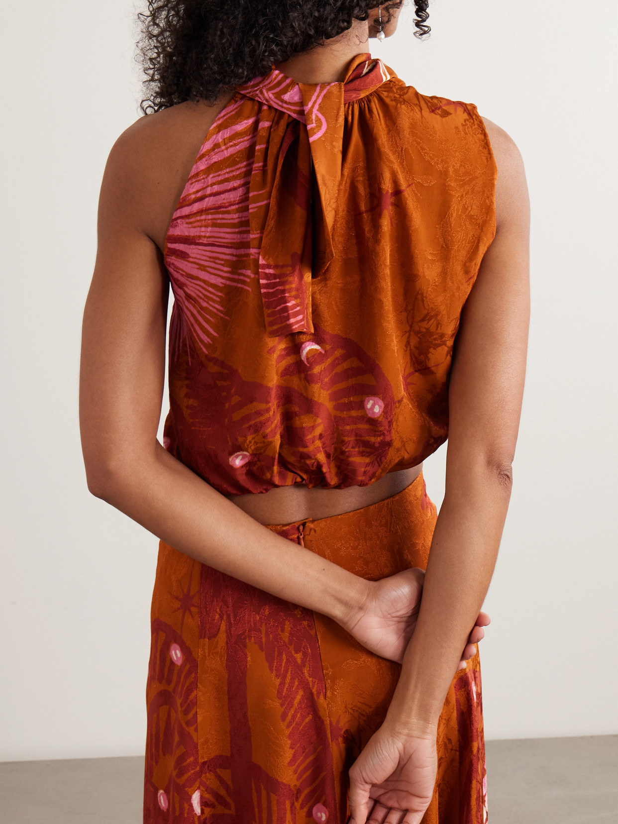 Natural Harbor Cropped Draped Top