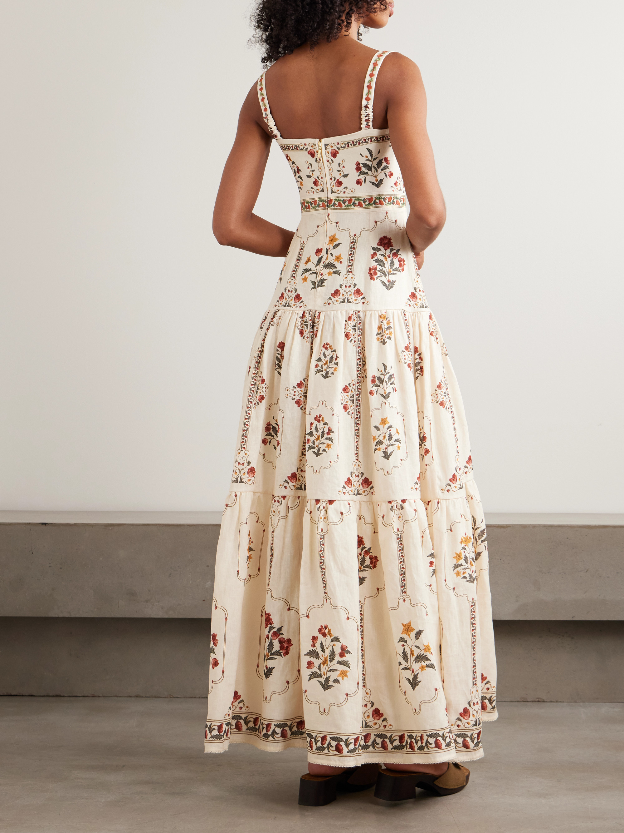 agua by agua bendita cinfila printed linen maxi dress Cinefila Valle Strapless Linen Midi Dress