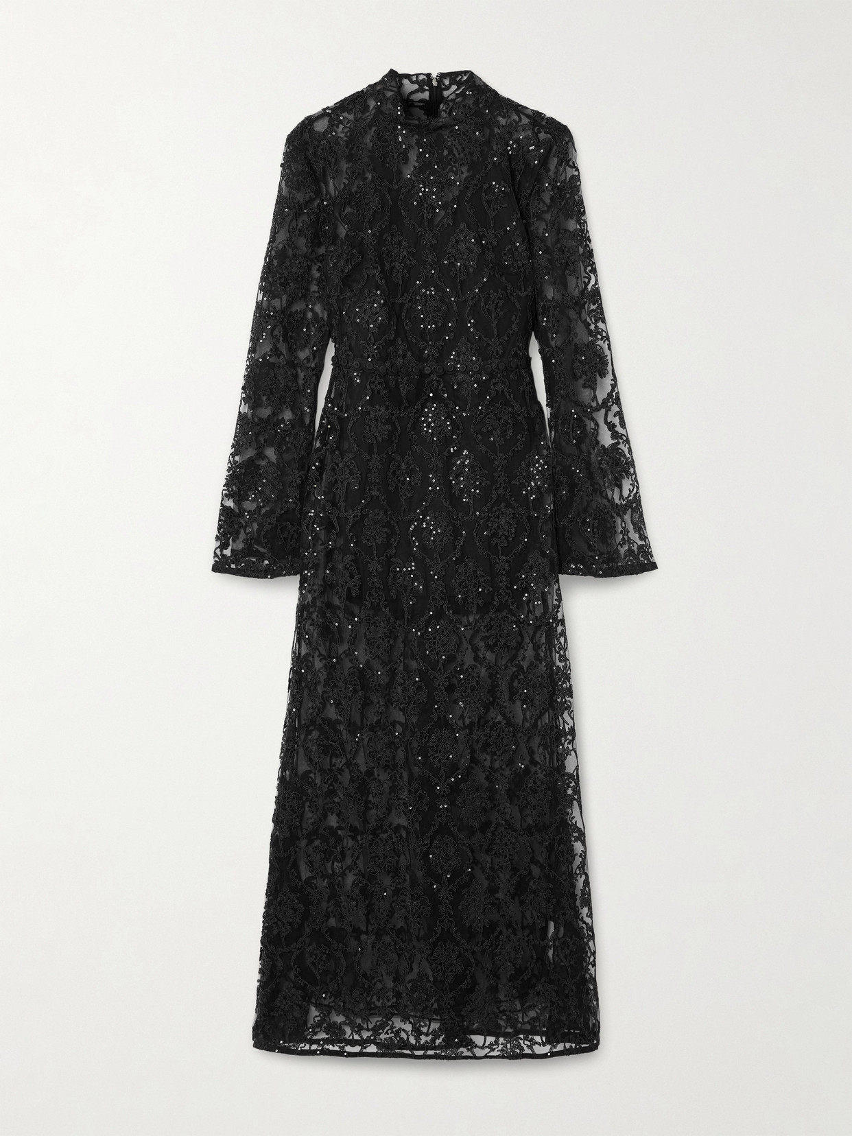 Agua By Agua Bendita Arcilla Paramo Embellished Embroidered Tulle Maxi Dress In Black