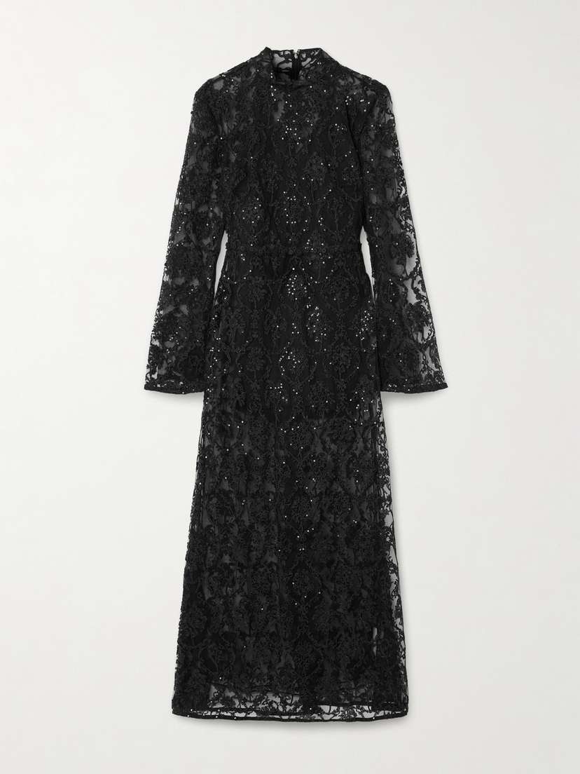 Agua by Agua Bendita Arcilla Paramo Embellished Embroidered Tulle Maxi Dress