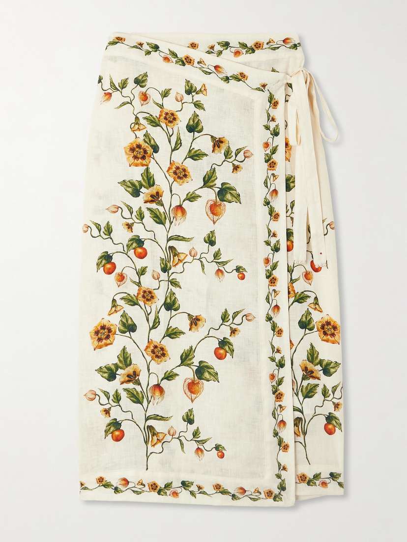 Agua by Agua Bendita Luna Floral-print Linen Midi Wrap Pareo