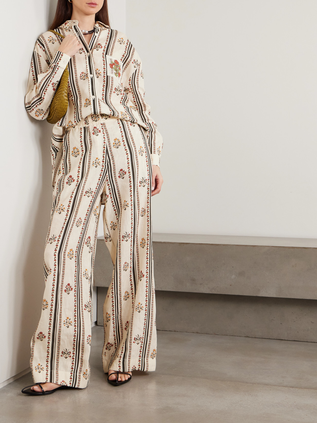 Cecilia Andes Appliquéd Floral-Print Shirt