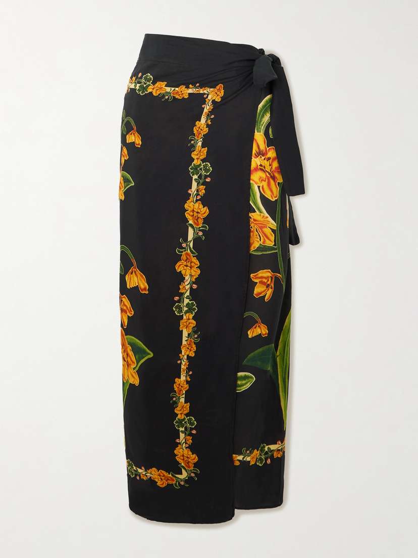 Agua by Agua Bendita Lavanda Cordillera Floral-print Cotton And Silk-blend Voile Pareo