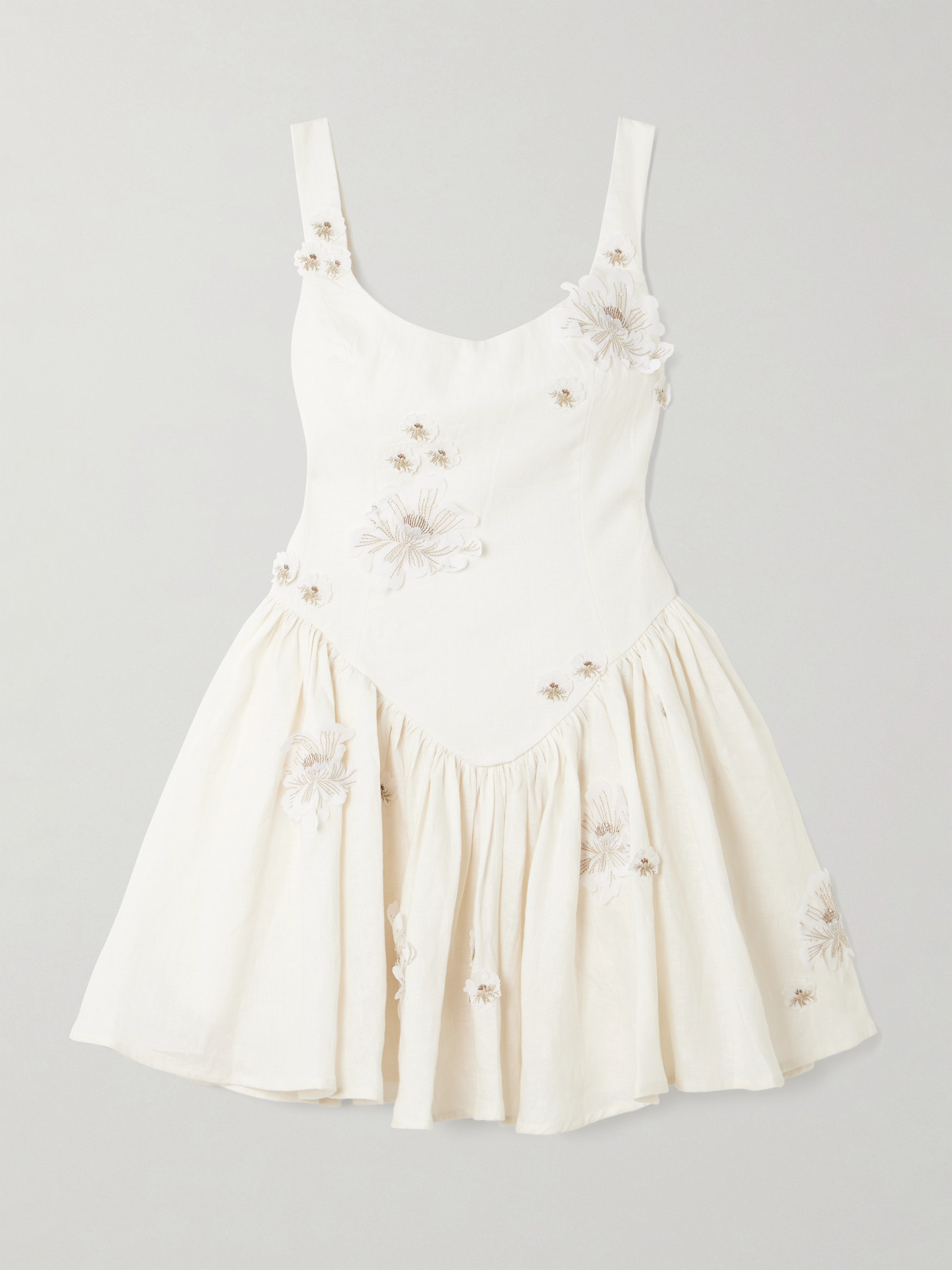 Agua By Agua Bendita Lima Embellished Appliquéd Linen Mini Dress In White