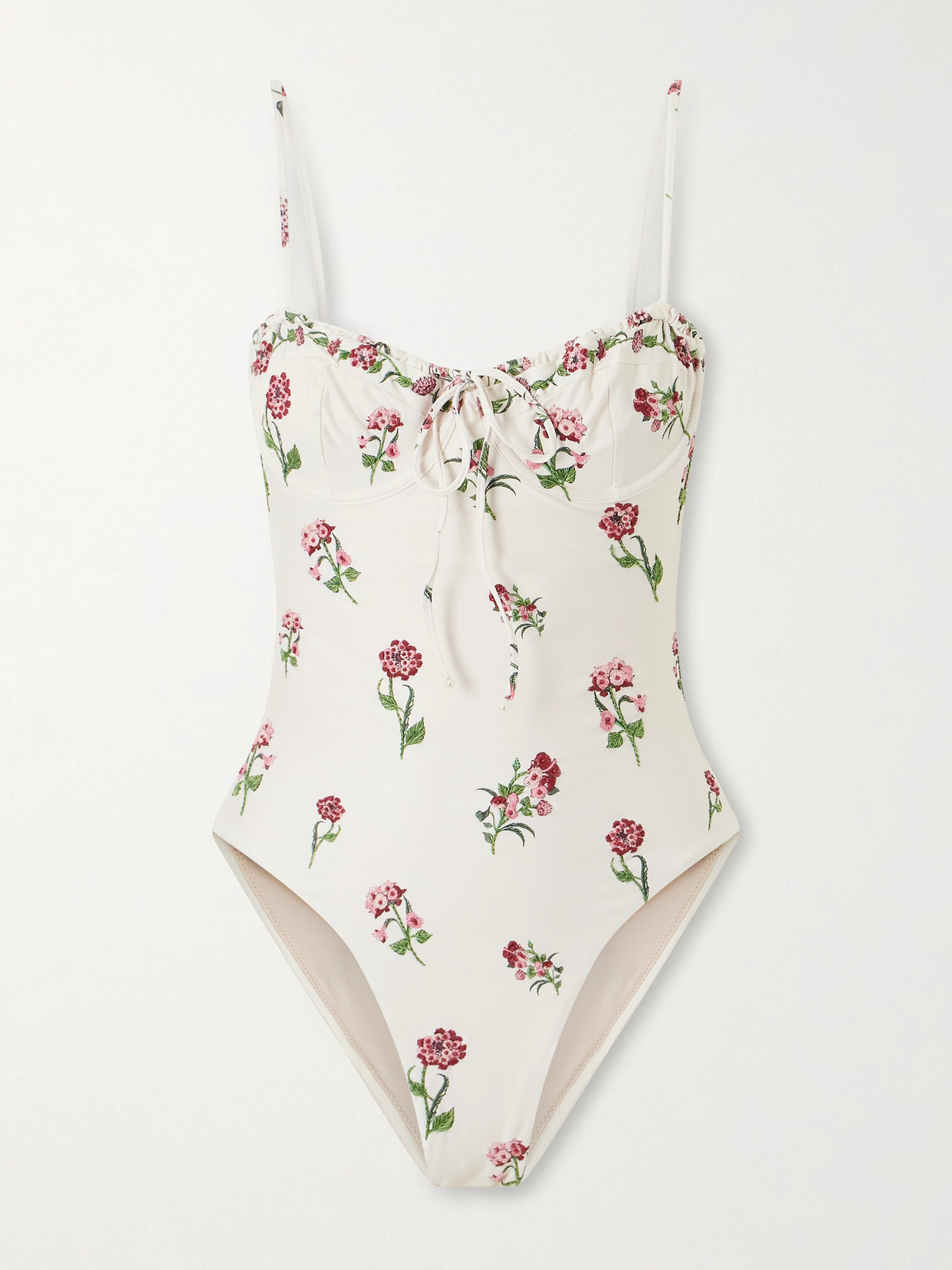 Agua By Agua Bendita Ébano Floral-print Recycled Swimsuit In White