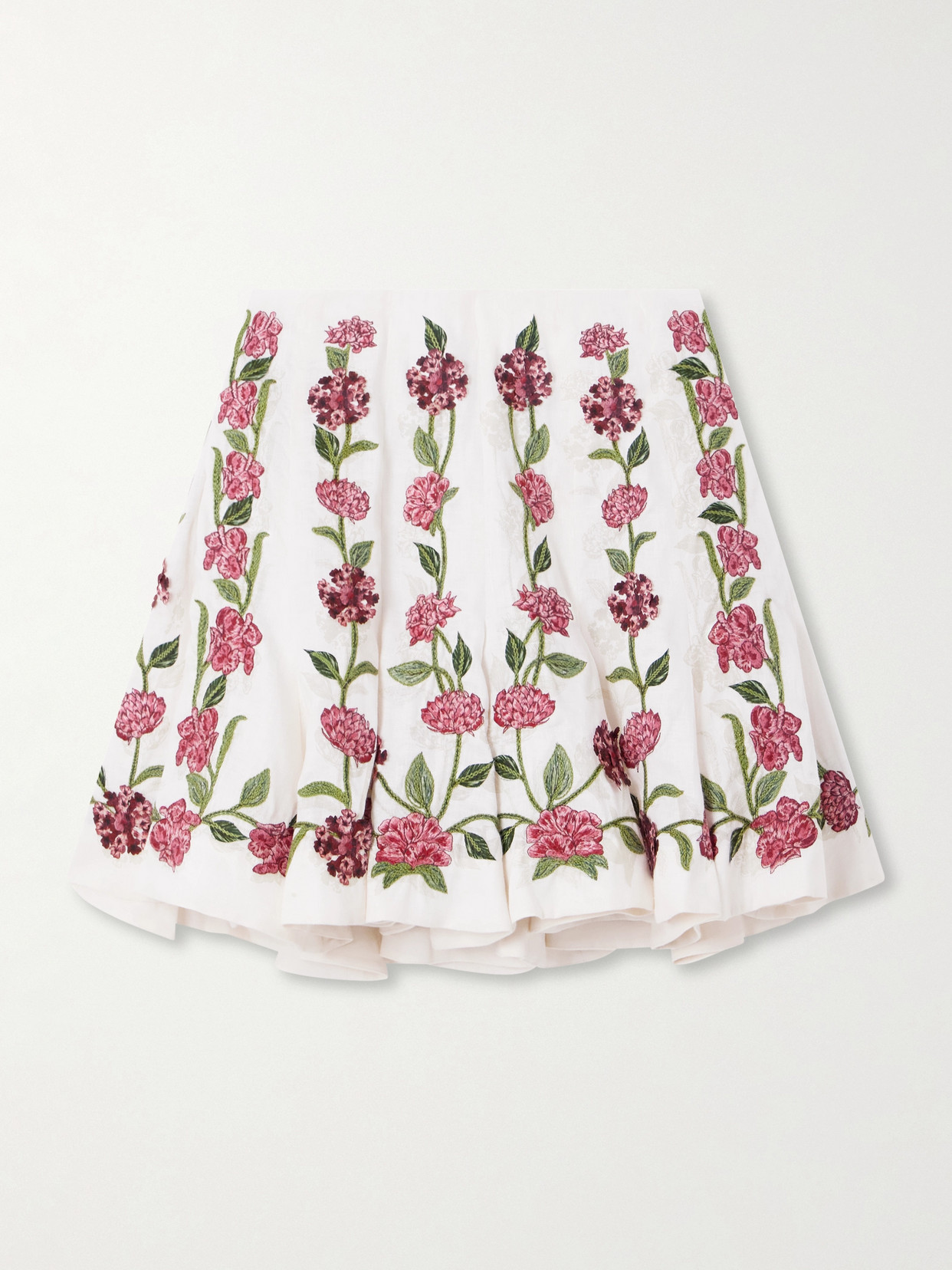 Agua By Agua Bendita Cerezo Appliquéd Embroidered Linen Mini Skirt In Multi