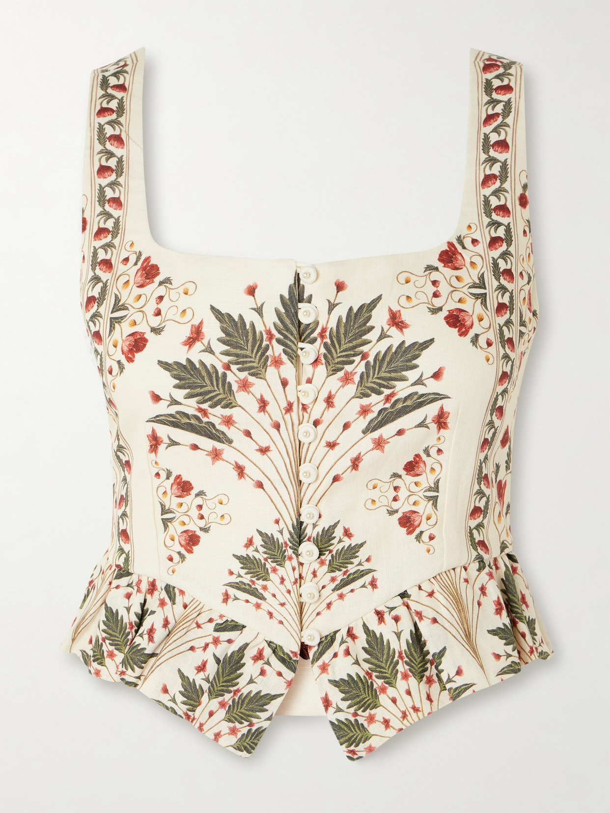 Agua By Agua Bendita Eslabon Andes Ruffled Printed Linen Top In Multi