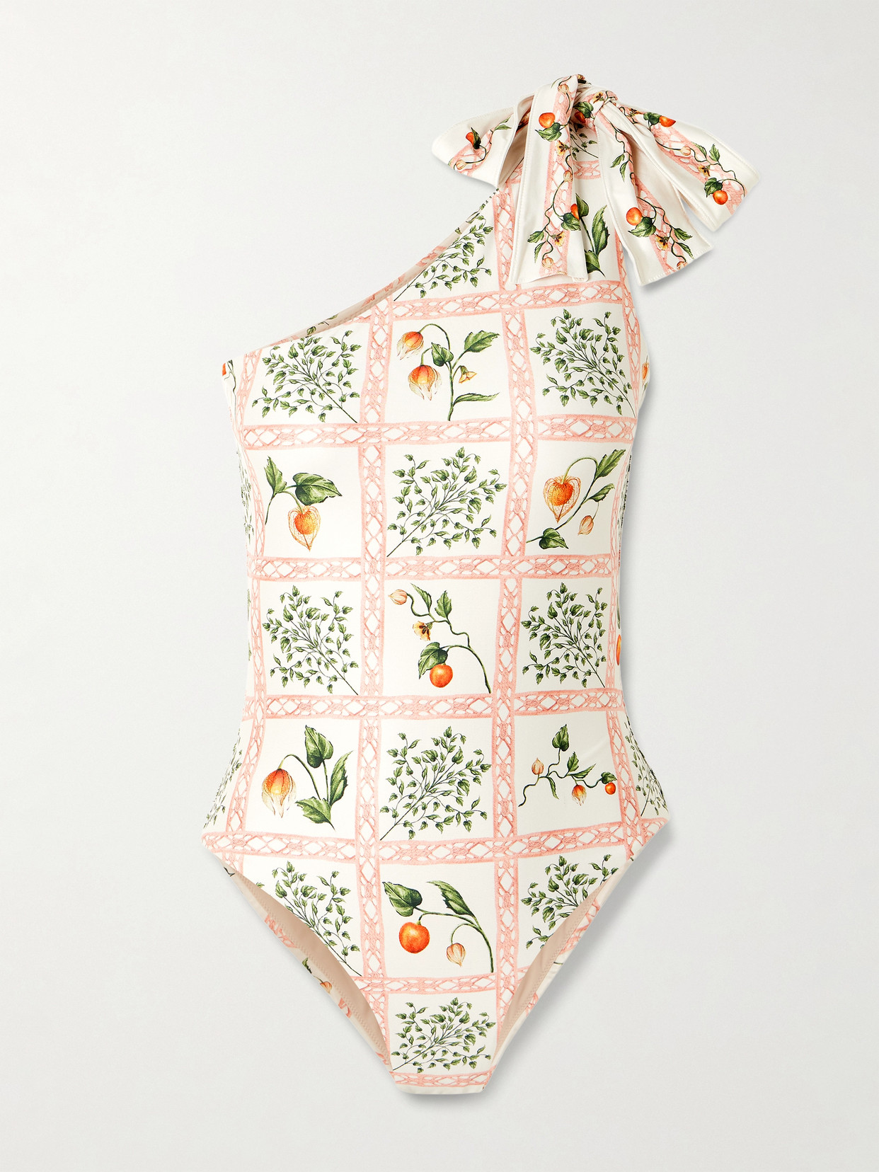 Agua By Agua Bendita Remedios One-shoulder Printed Recycled Swimsuit In Neutral