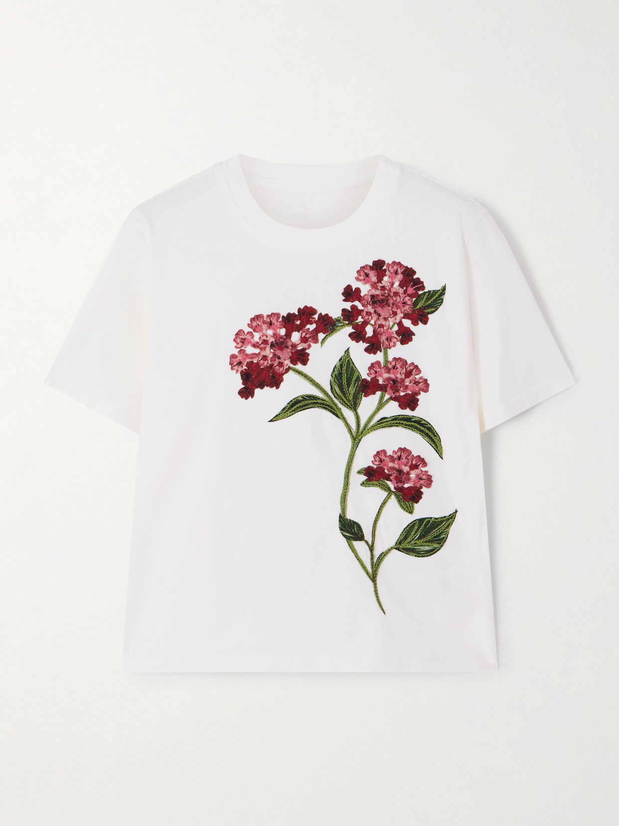 Agua By Agua Bendita Appliquéd Embroidered Cotton-jersey T-shirt In White