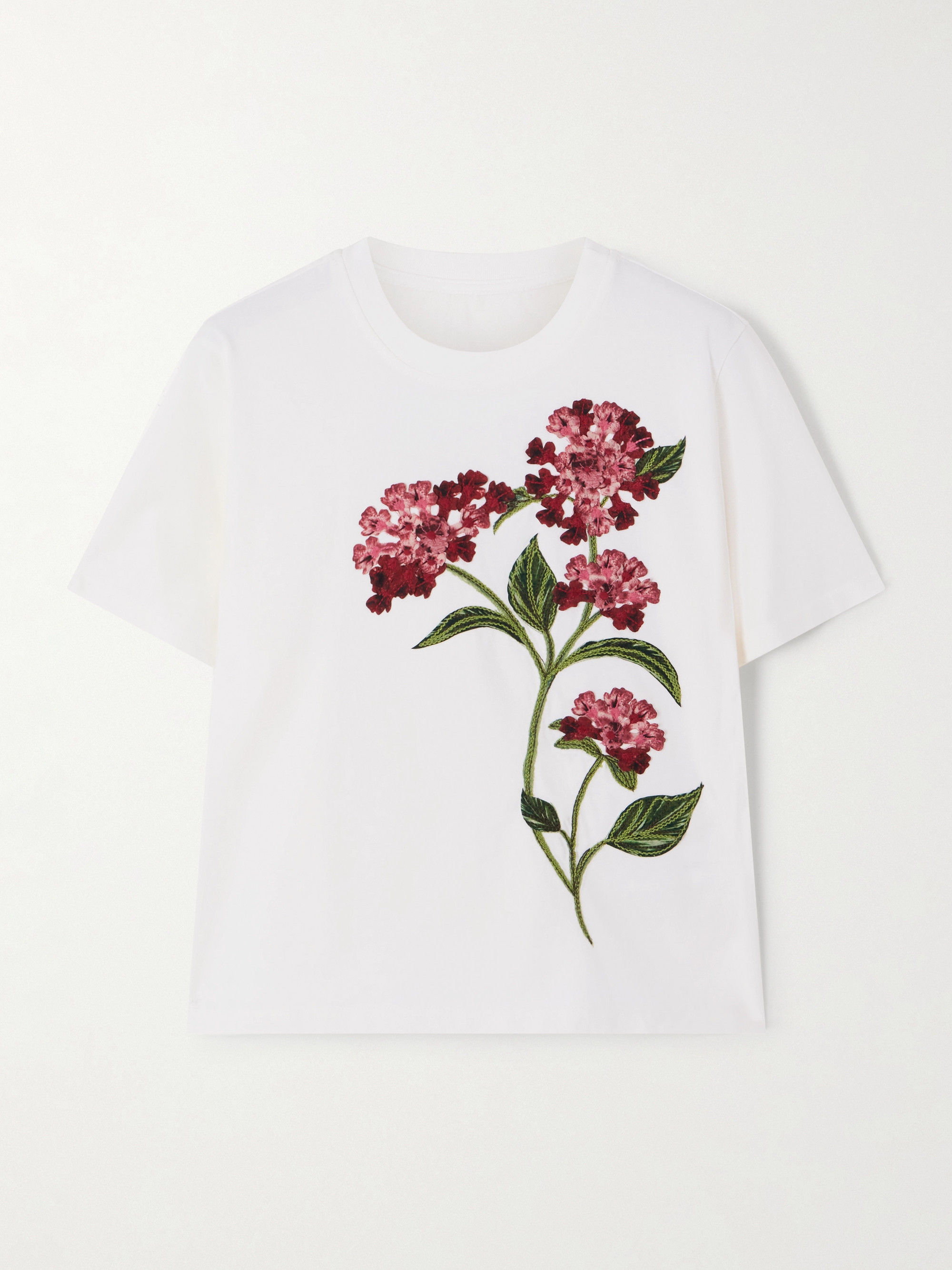 Agua by Agua Bendita Appliquéd embroidered cotton-jersey T-shirt