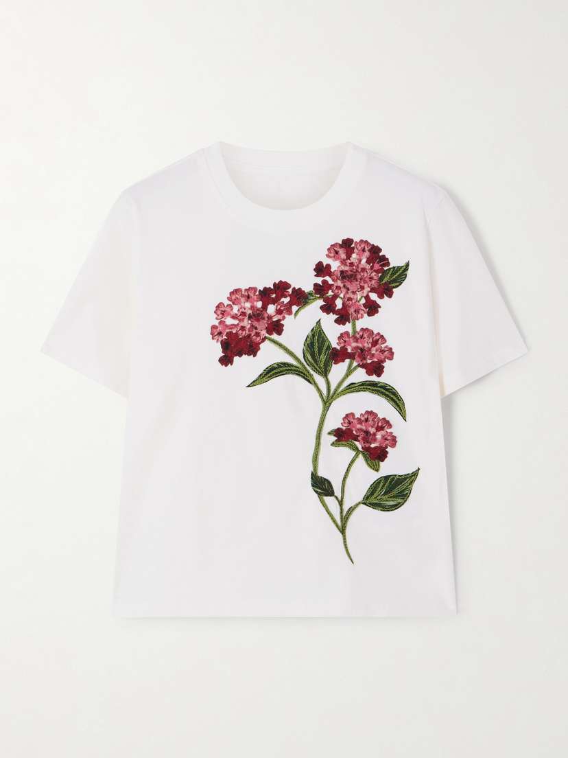 Agua by Agua Bendita Appliquéd Embroidered Cotton-jersey T-shirt