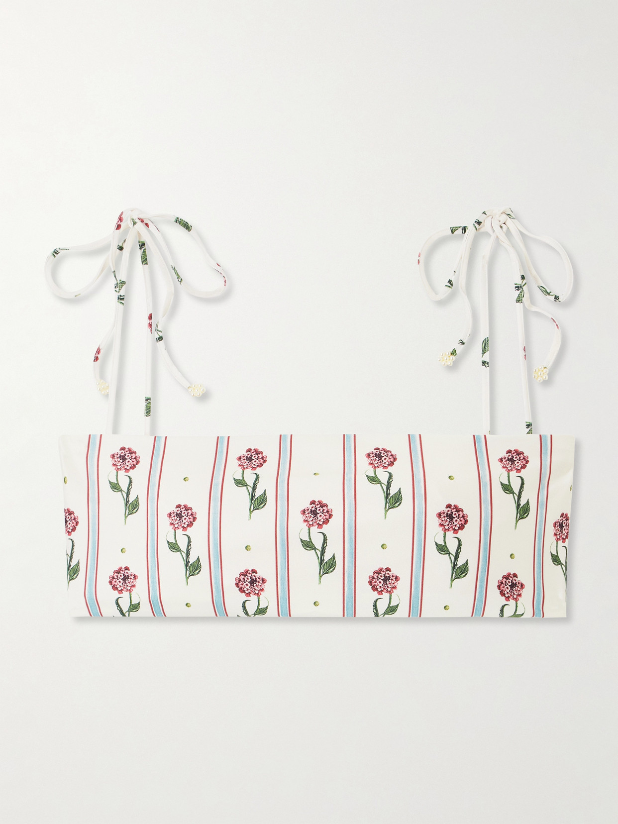 Agua By Agua Bendita Primavera Printed Recycled Bikini Top In White