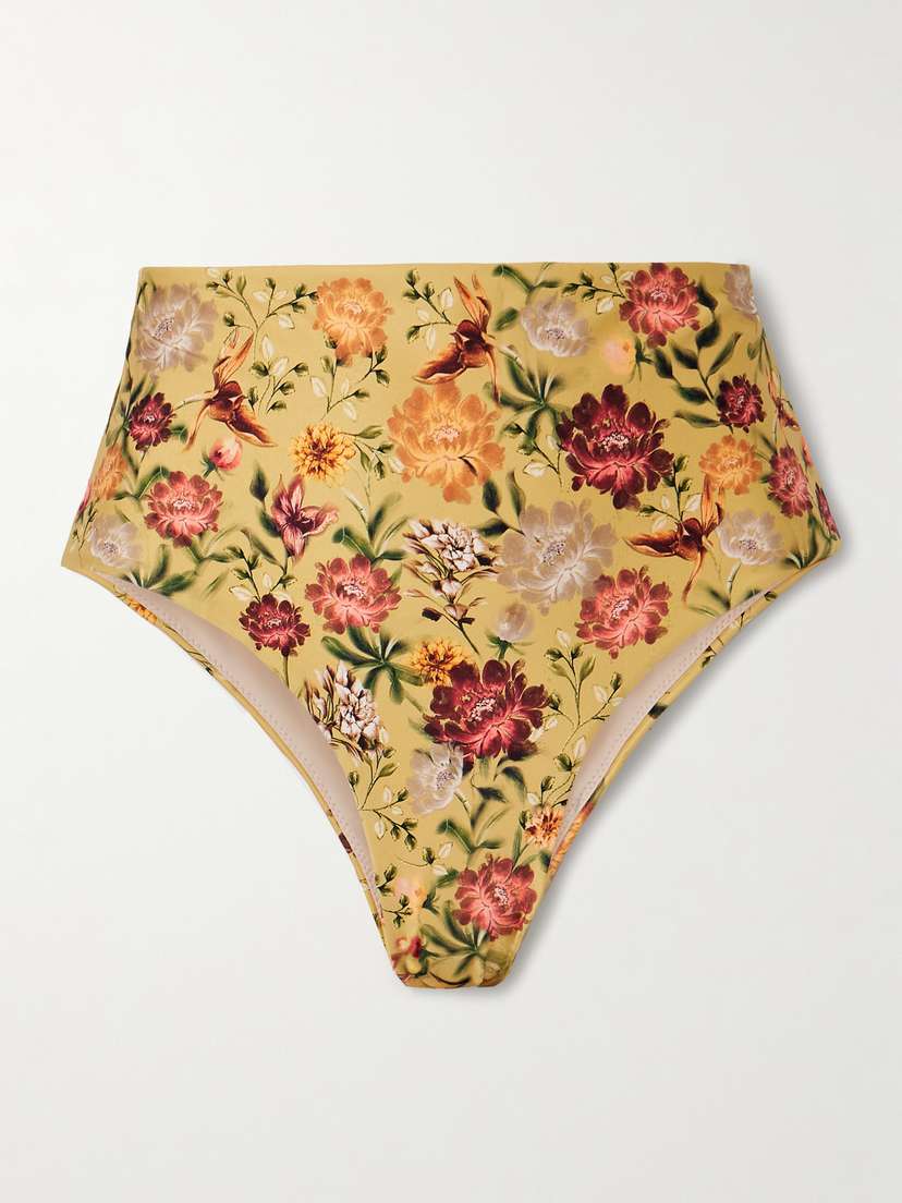 Agua by Agua Bendita Magenta Paramo Floral-print Recycled Bikini Briefs