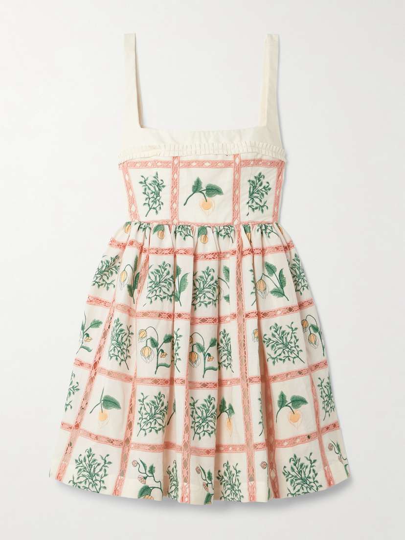 Agua by Agua Bendita Barbara Ruffled Embroidered Cotton Mini Dress