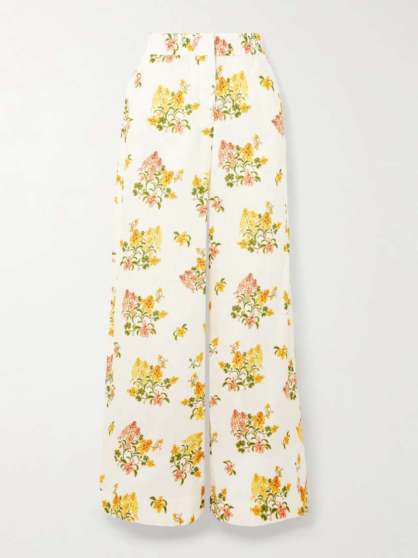 Agua by Agua Bendita Tota Cordillera Floral-print Linen Wide-leg Pants