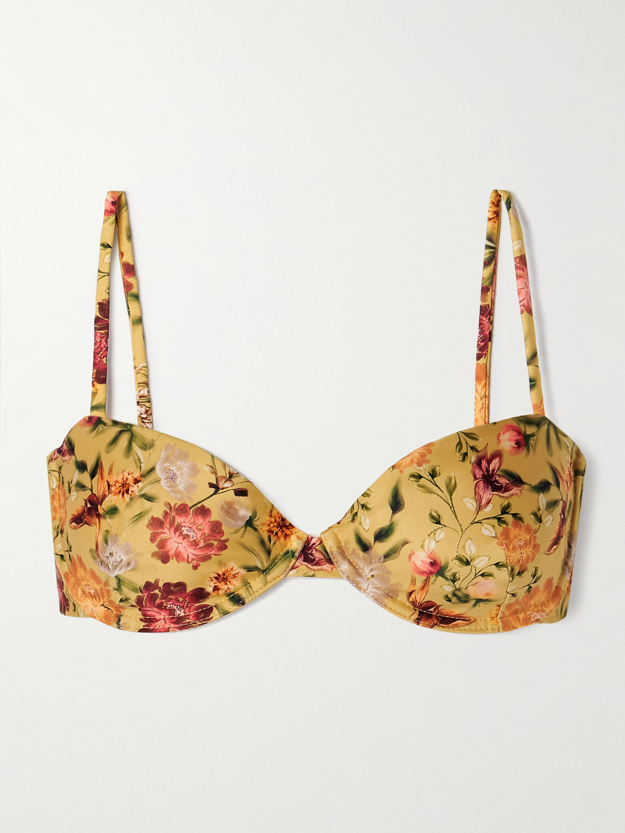Agua By Agua Bendita Magdalena Paramo Floral-print Recycled Underwired Bikini Top In Yellow