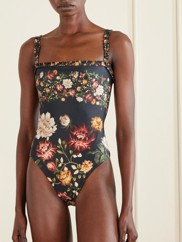 Agua by Agua Bendita Limón Paramo ruffled floral-print swimsuit