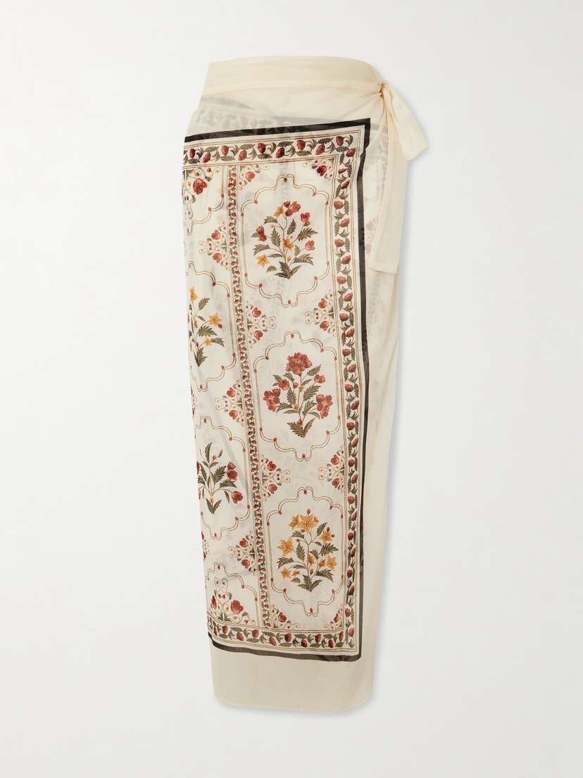 Agua by Agua Bendita Lavanda Andes Printed Cotton And Silk-blend Voile Pareo