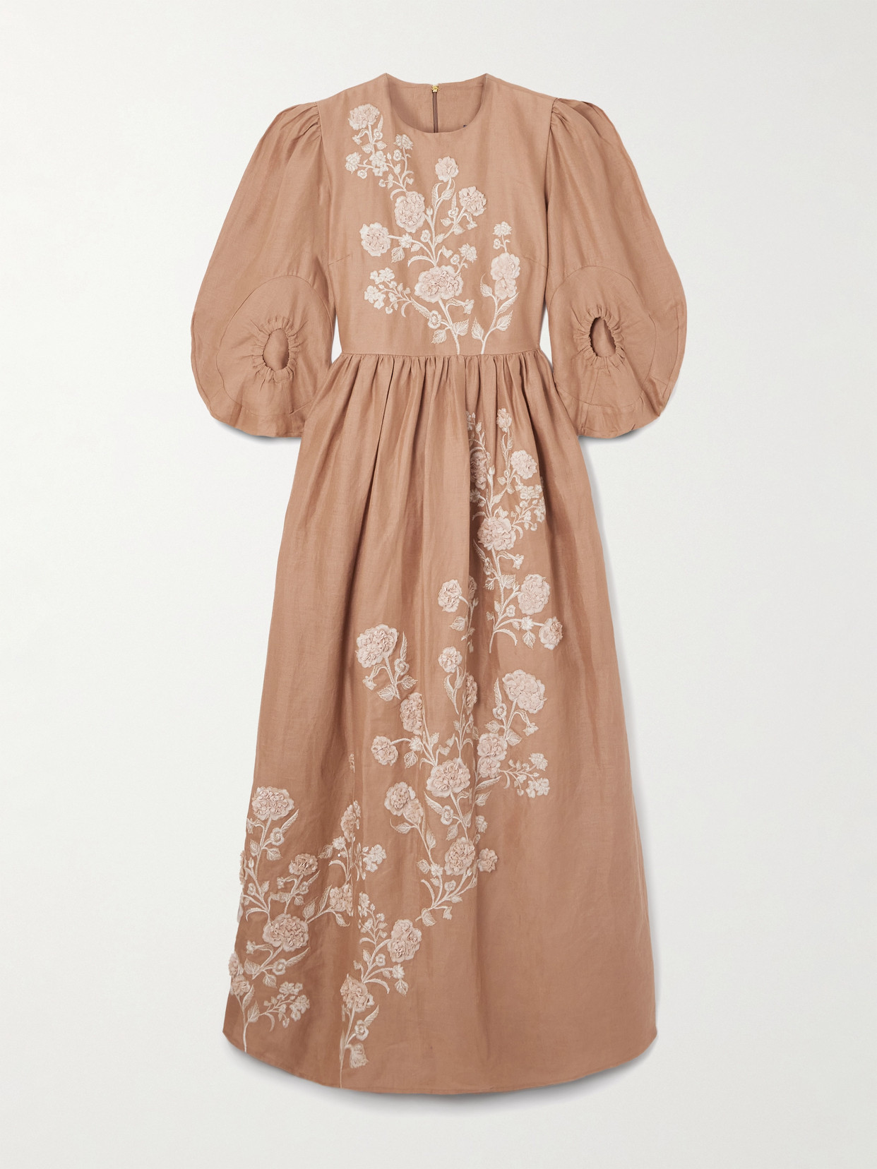Agua By Agua Bendita Raquel Embroidered Linen Maxi Dress In Neutral