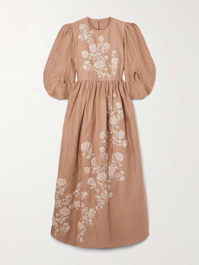 Agua by Agua Bendita Raquel Embroidered Linen Maxi Dress