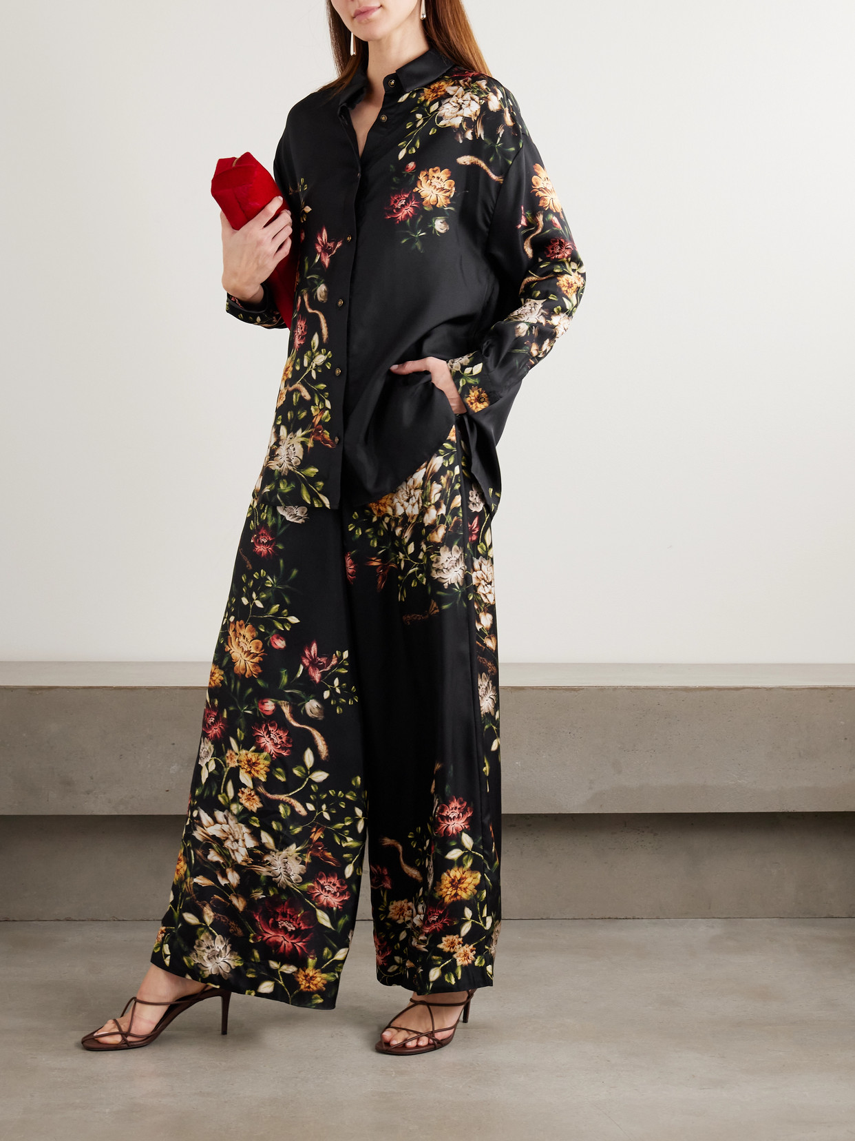 Cecilia Paramo Floral-Print Silk-Twill Shirt