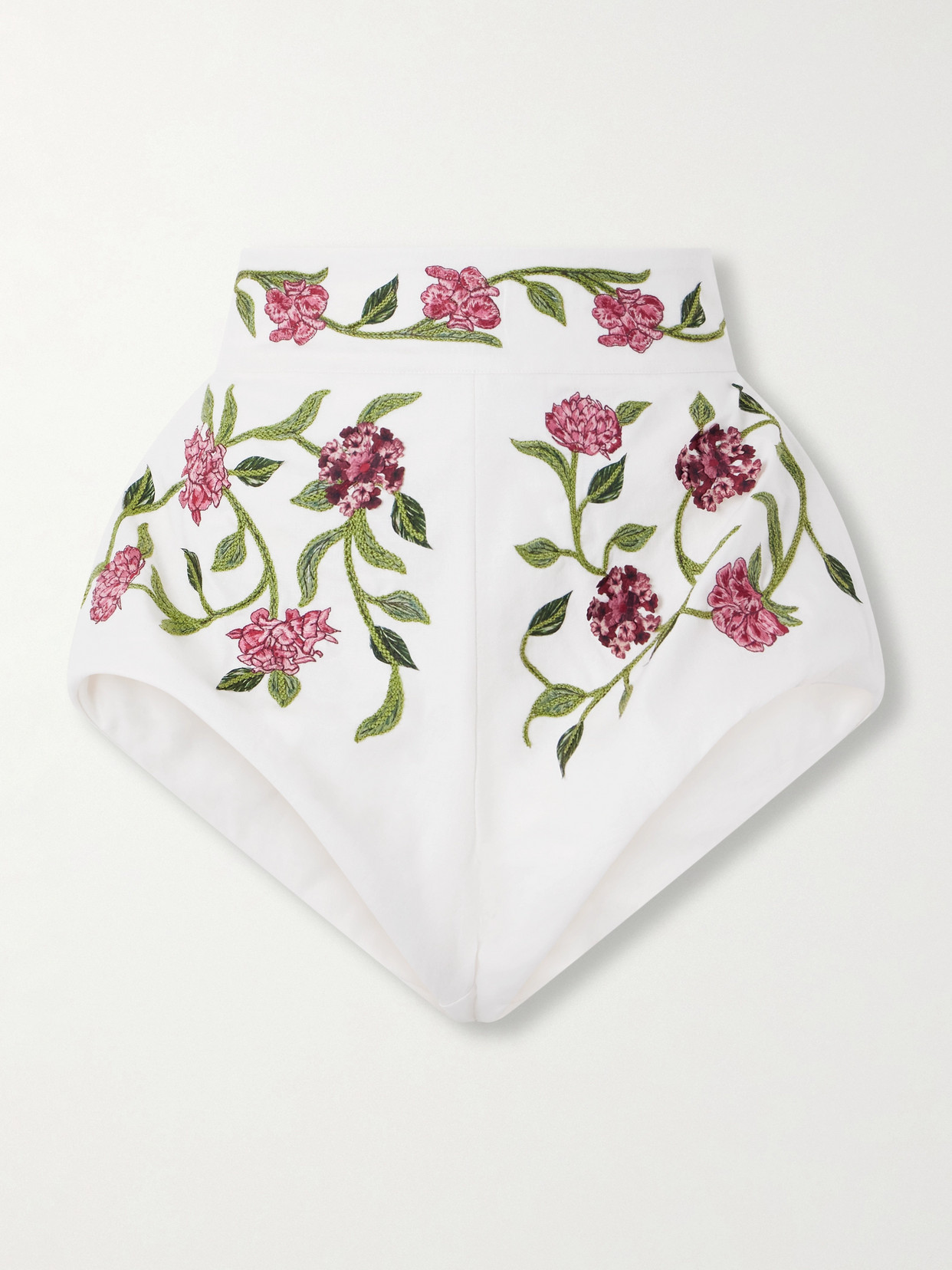 Agua By Agua Bendita Floral-embroidered Linen Shorts In Multi