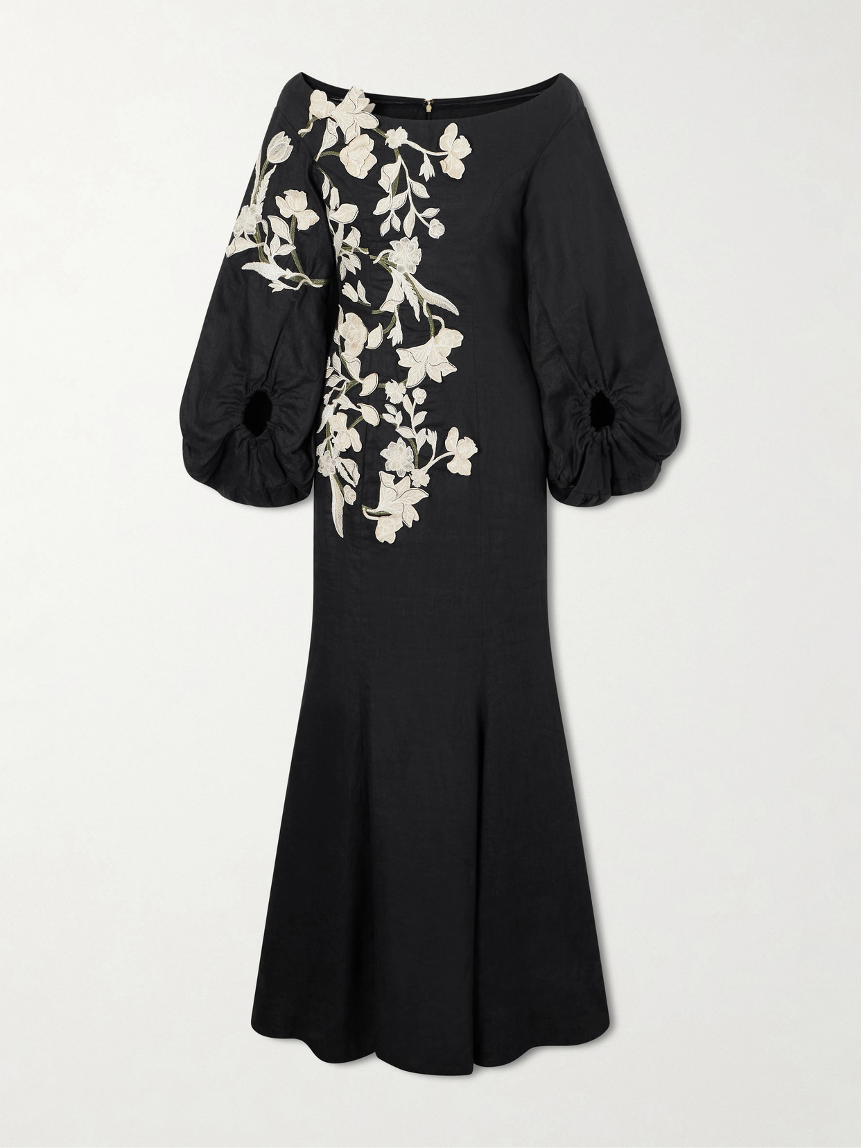 Agua By Agua Bendita Embroidered Linen Maxi Dress In Black