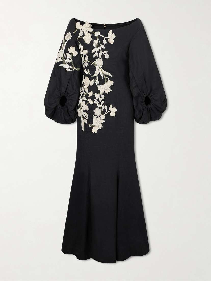 Agua by Agua Bendita Embroidered Linen Maxi Dress