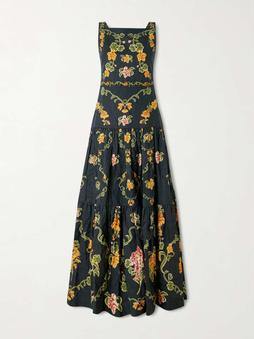 Agua by Agua Bendita Abeja Floral-print Linen Maxi Dress