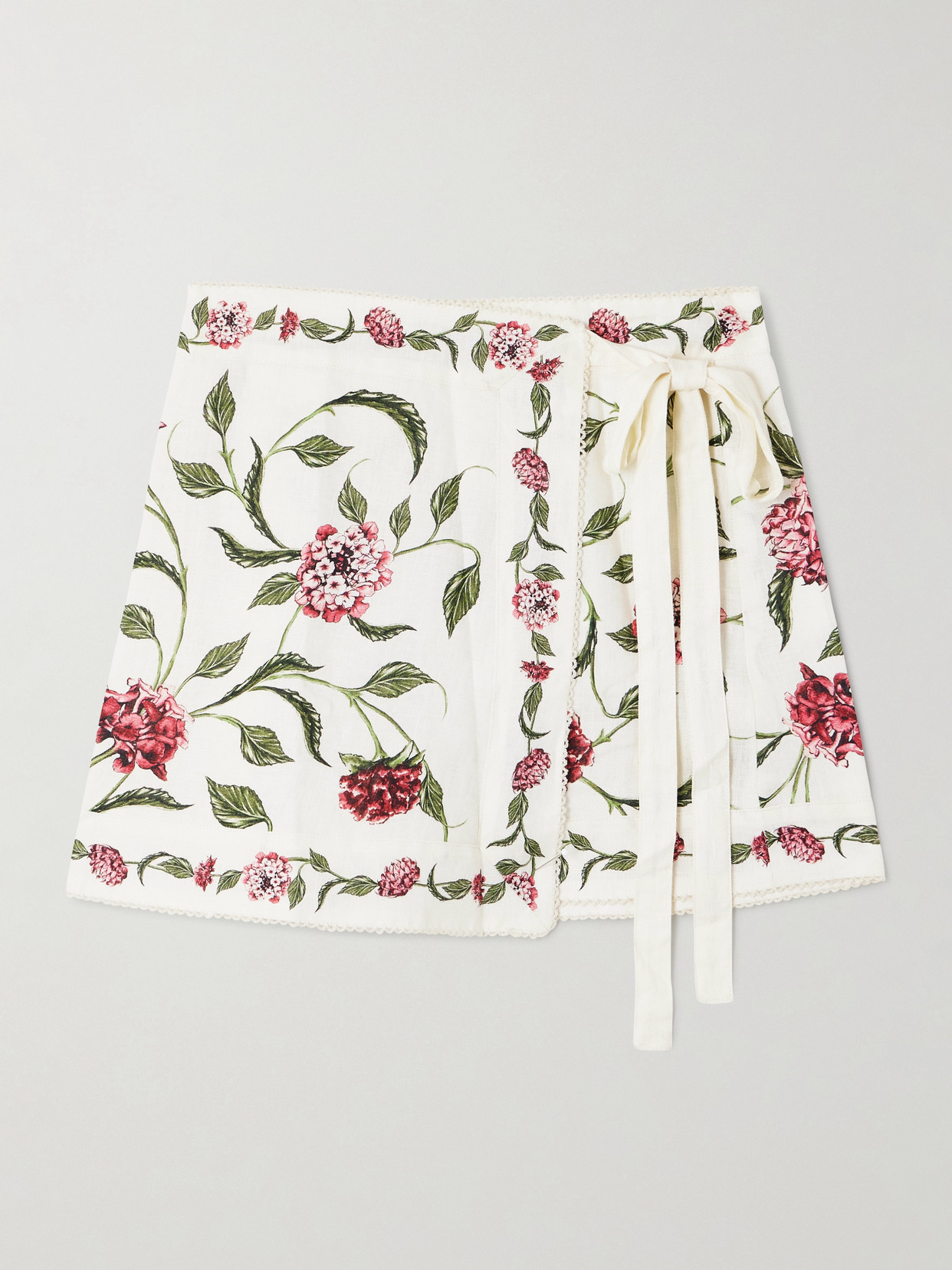 Agua By Agua Bendita Luna Floral-print Cotton And Linen-blend Pareo In White