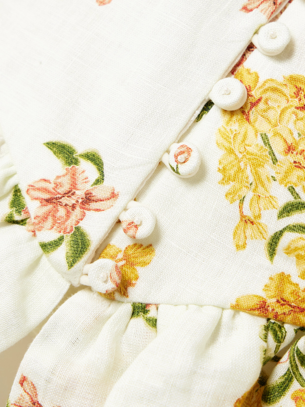 Eslabón Cordillera Cropped Ruffled Floral-Print Top