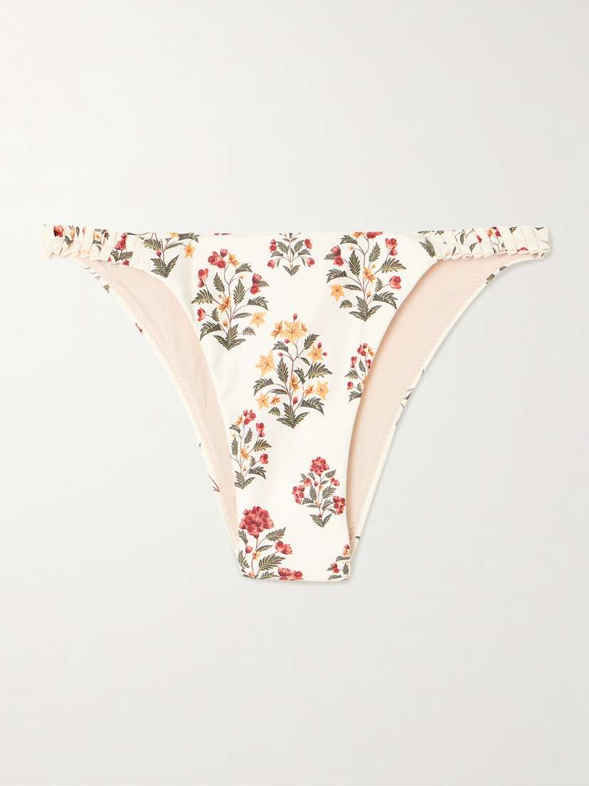 Agua by Agua Bendita Vera Andes Ruffled Floral-print Stretch Recycled Bikini Briefs