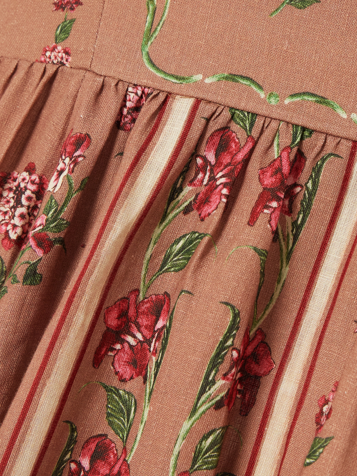 Agua By Agua Bendita Jaspe Floral-printed Linen Maxi Dress In Brown