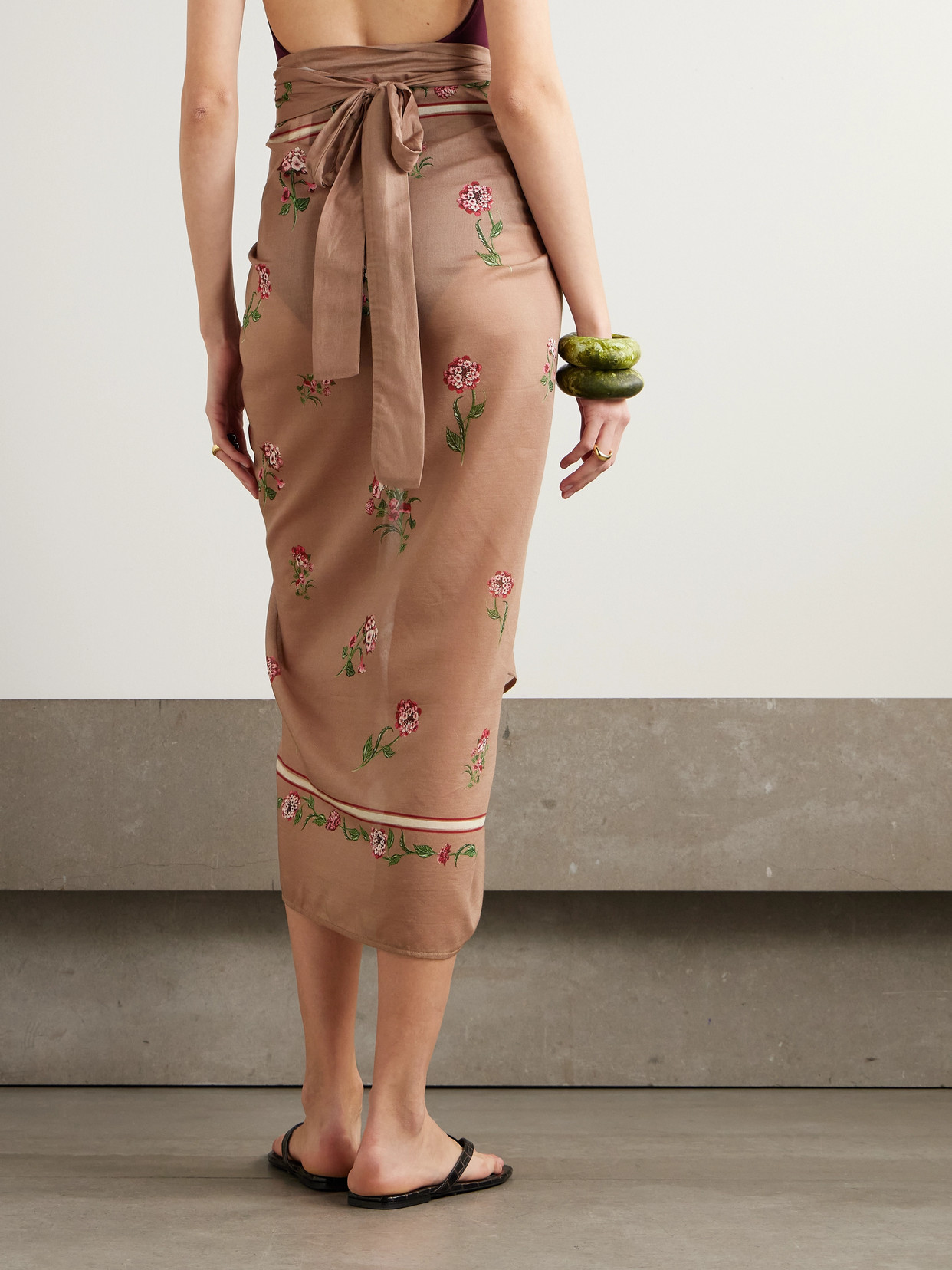 Agua By Agua Bendita Lavanda Printed Cotton And Silk-blend Voile Pareo In Neutral