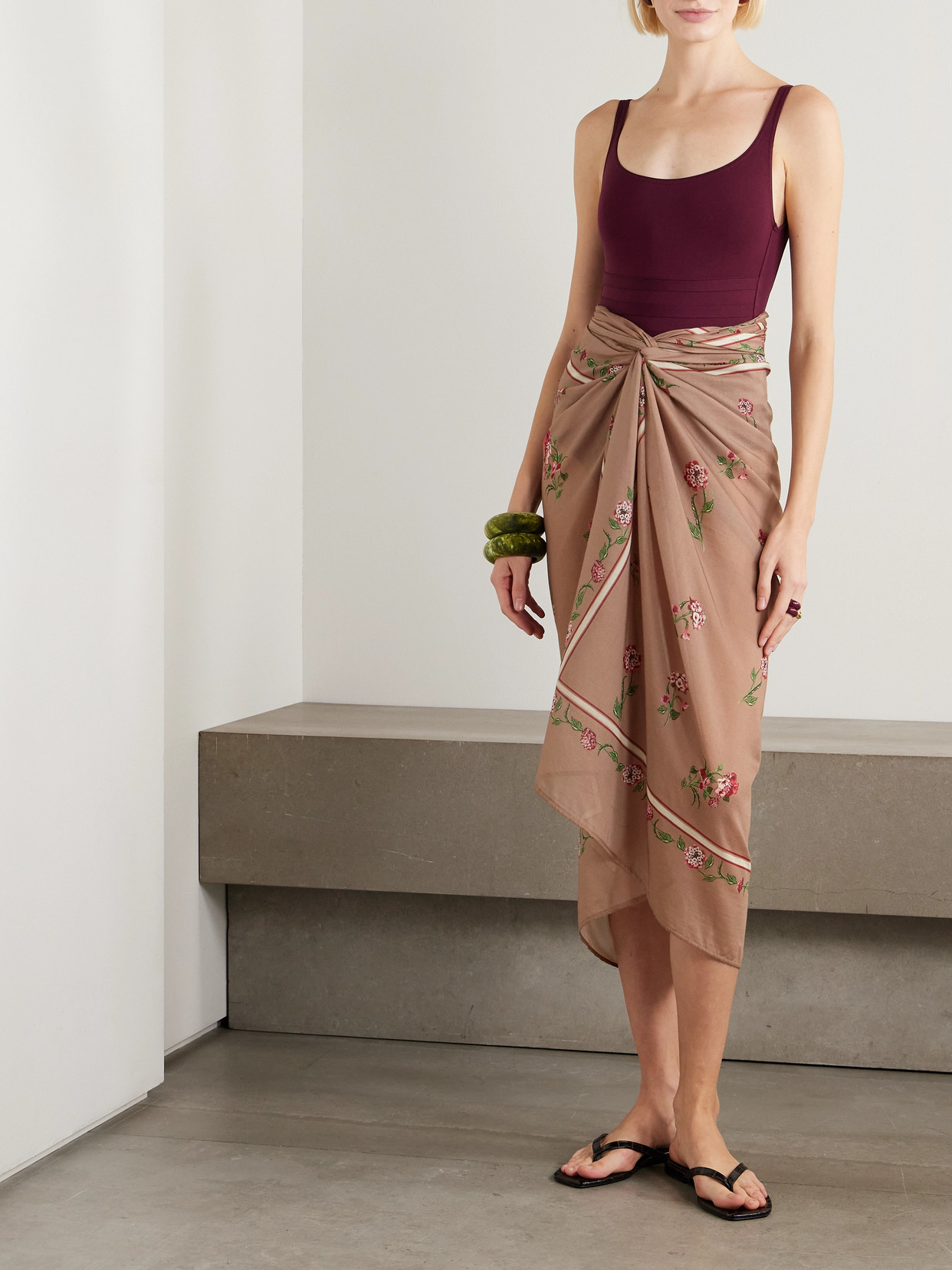 Agua By Agua Bendita Lavanda Printed Cotton And Silk-blend Voile Pareo In Neutral