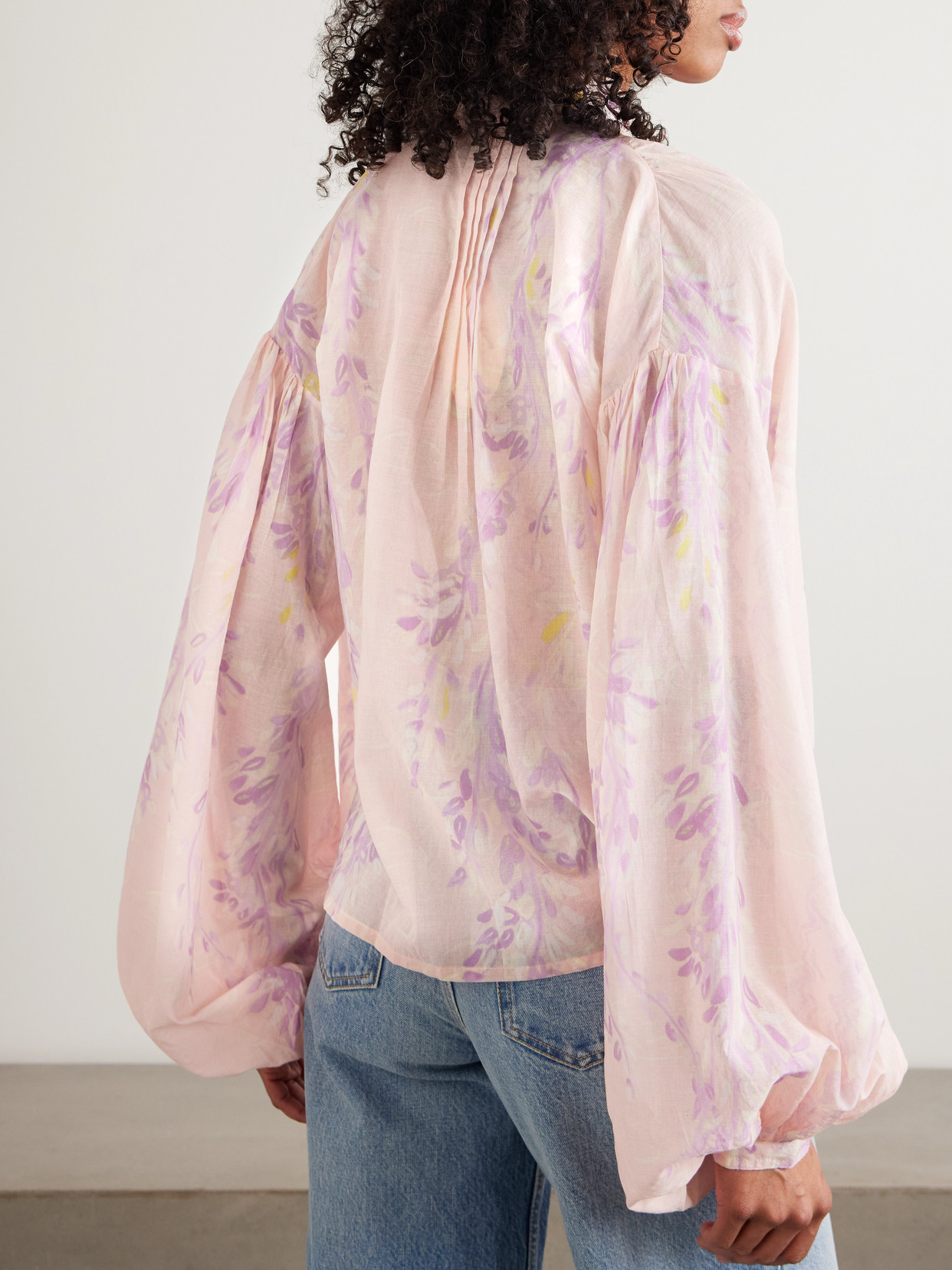 Slava Ruffled Printed Cotton-Voile Blouse