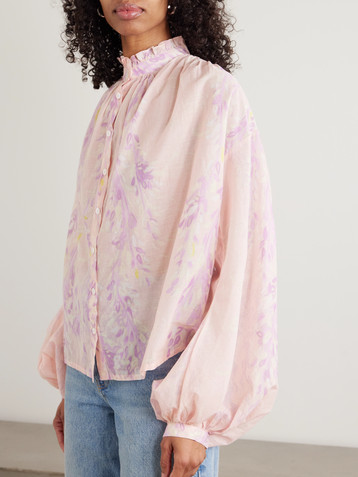 THIERRY COLSON Slava ruffled printed cotton-voile blouse