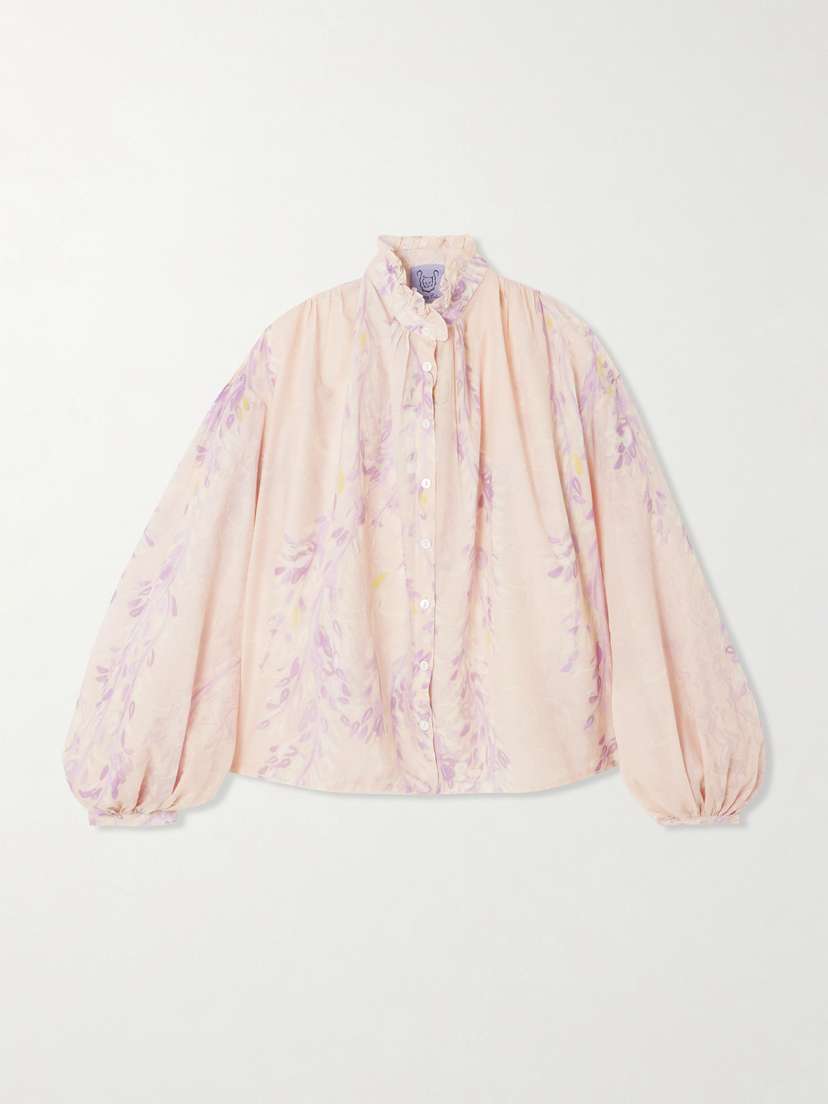 Thierry Colson Slava Ruffled Printed Cotton-voile Blouse