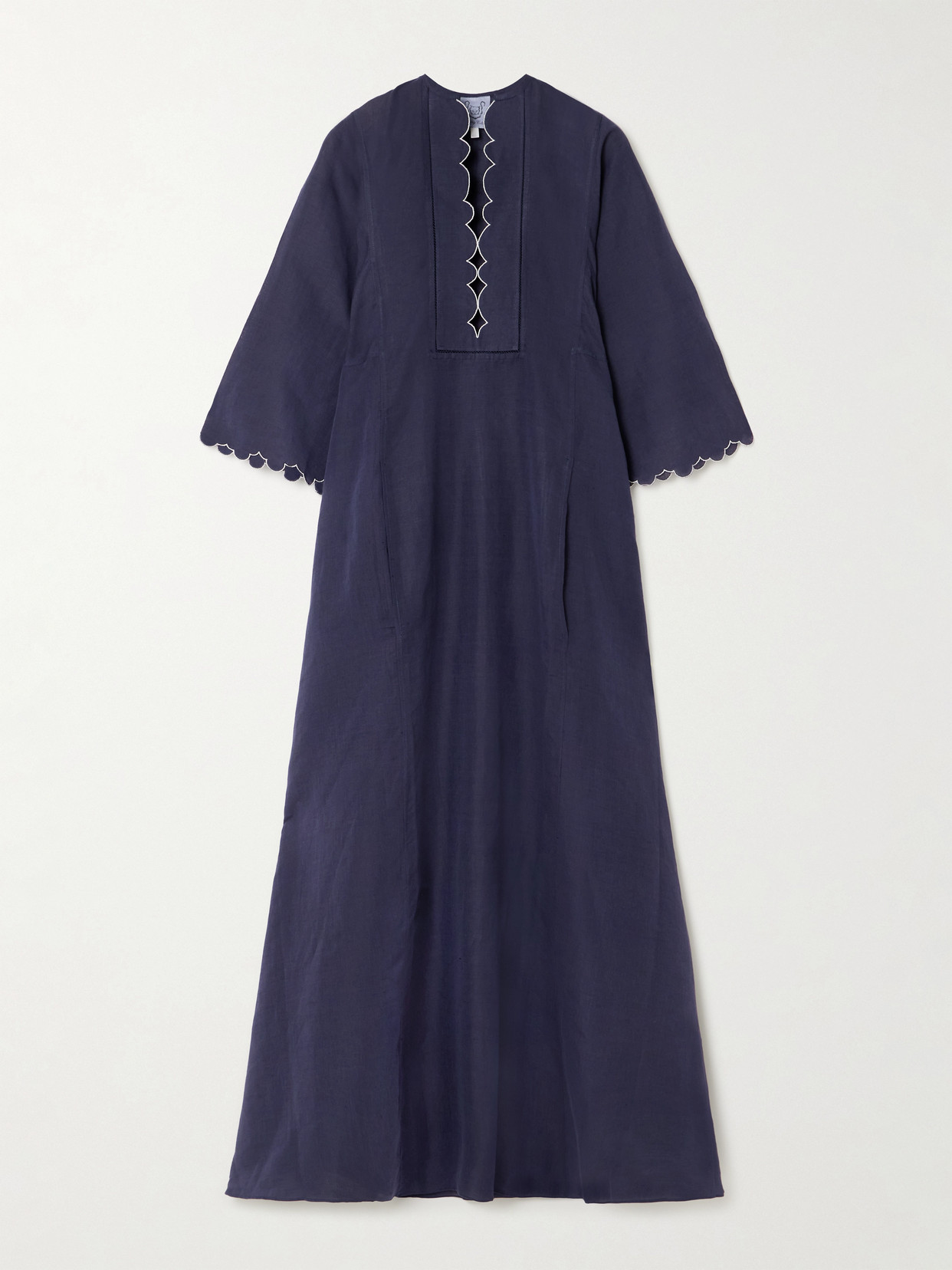 Thierry Colson Rachel Embroidered Cotton And Linen-blend Maxi Dress In Blue
