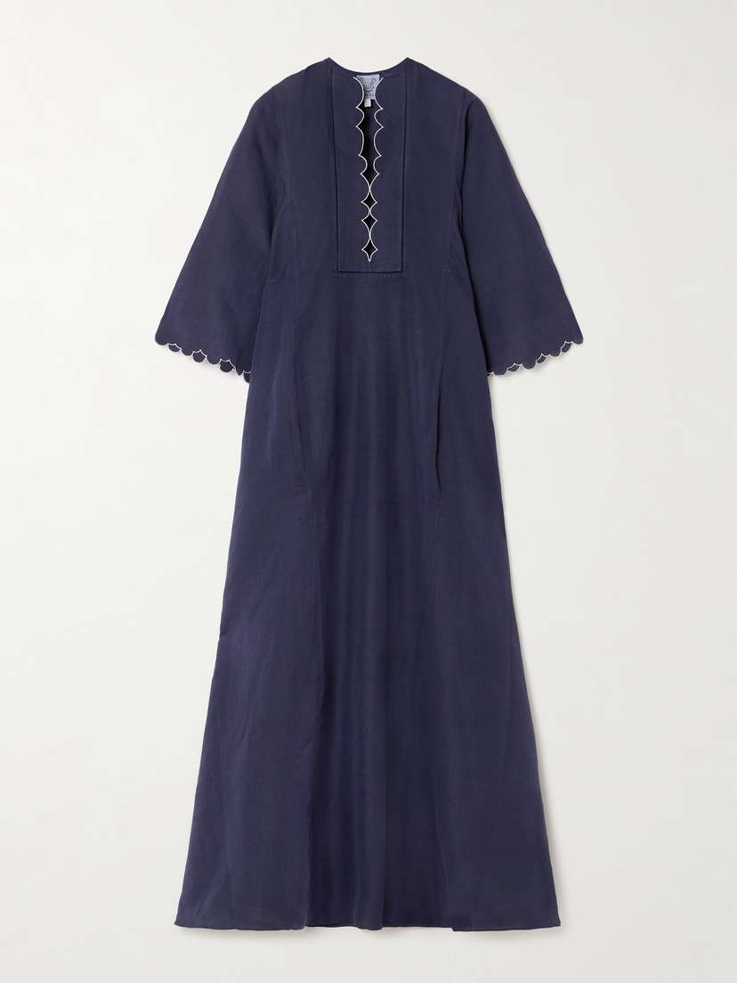 Thierry Colson Rachel Embroidered Cotton And Linen-blend Maxi Dress