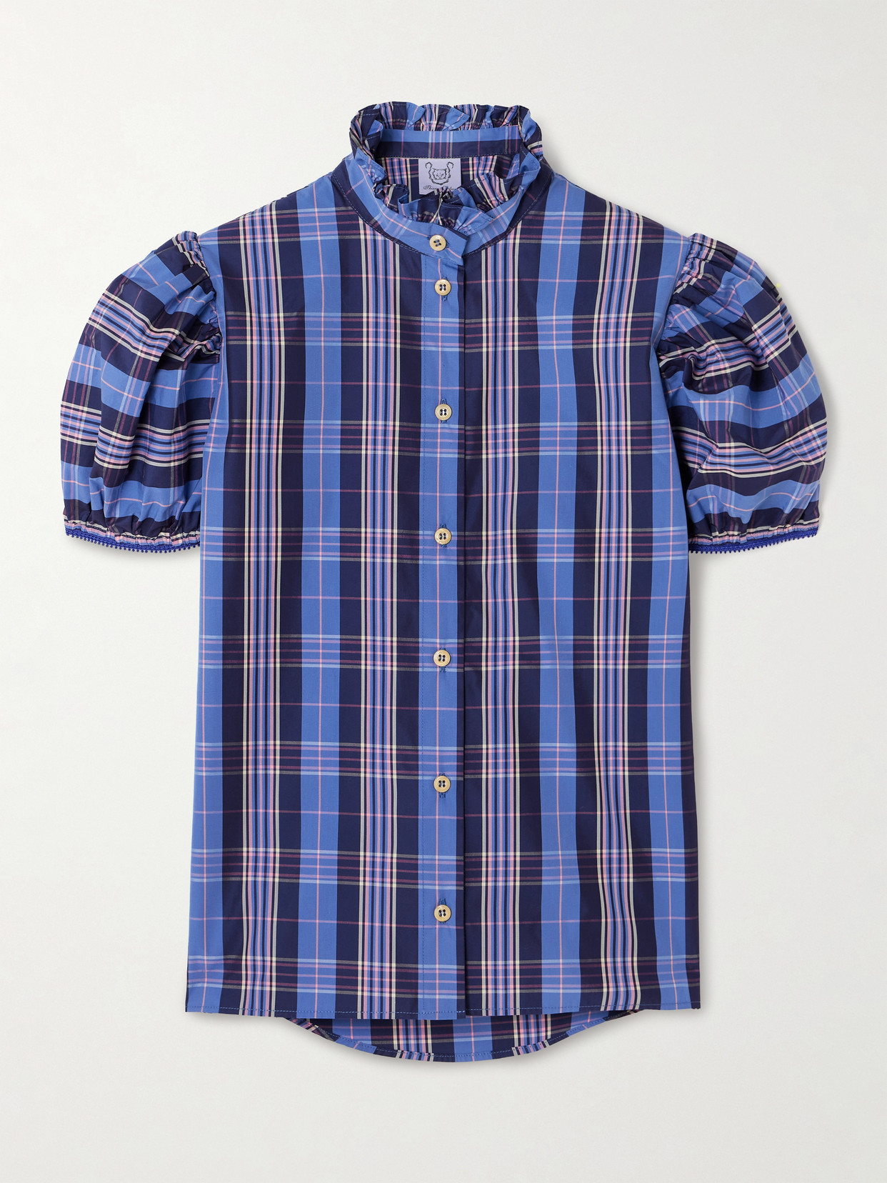 Thierry Colson Vike Ruffled Checked Cotton-blend Poplin Blouse In Multi