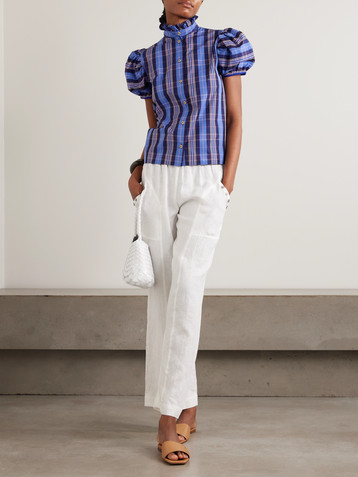 THIERRY COLSON Vike ruffled checked cotton-blend poplin blouse