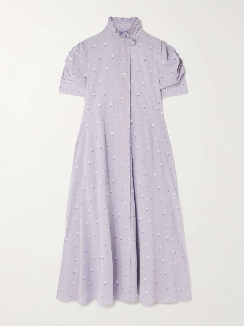 Thierry Colson Venetia Ruffled Gathered Floral-print Cotton-voile Midi Dress