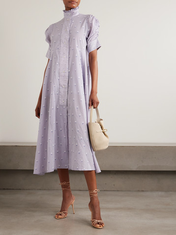 THIERRY COLSON Venetia ruffled gathered floral-print cotton-voile midi dress