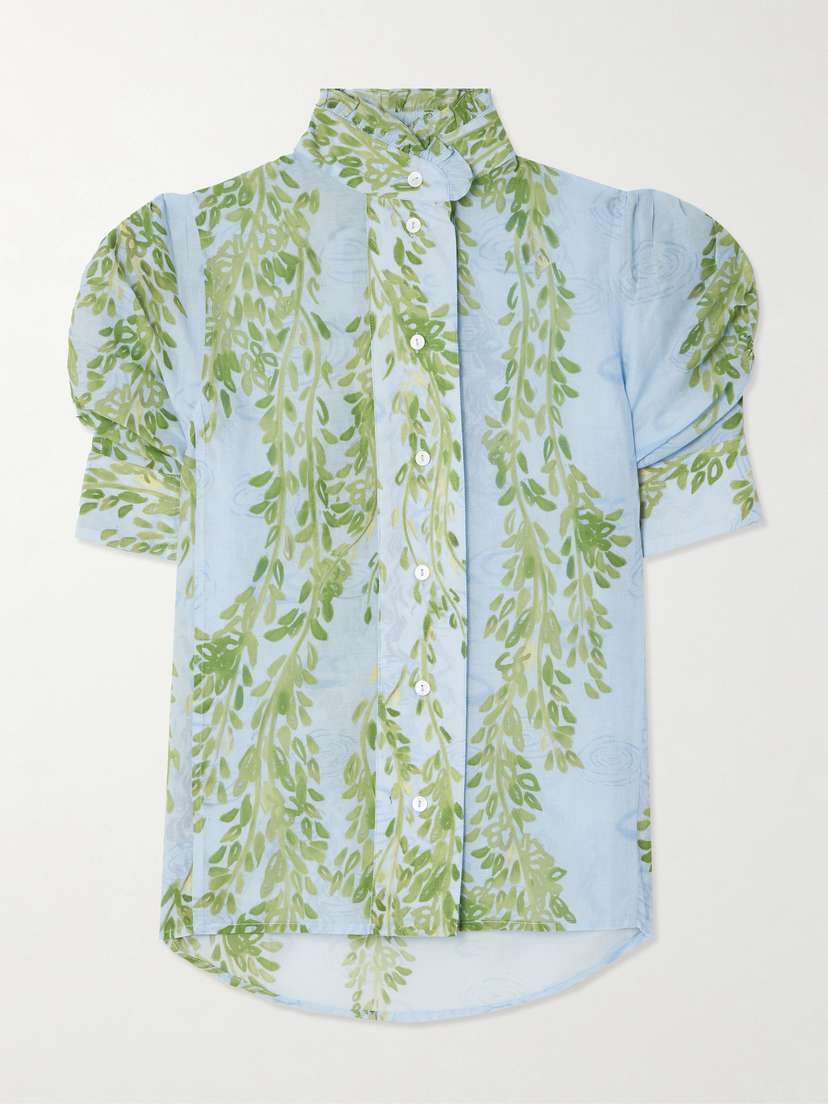 Thierry Colson Vita Ruffled Floral-print Cotton-voile Shirt