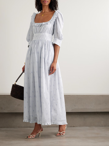 THIERRY COLSON Yolande ruffled floral-print cotton-voile midi dress
