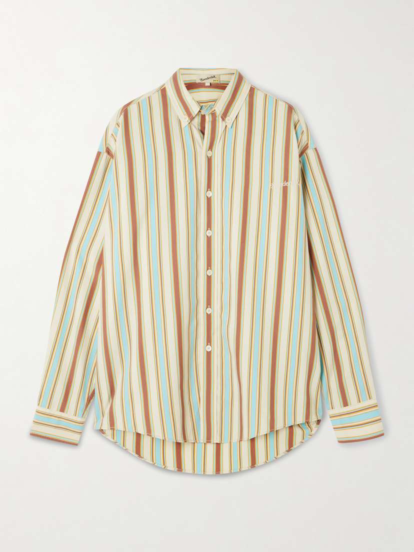 Sanderlak Embroidered Striped Poplin Shirt