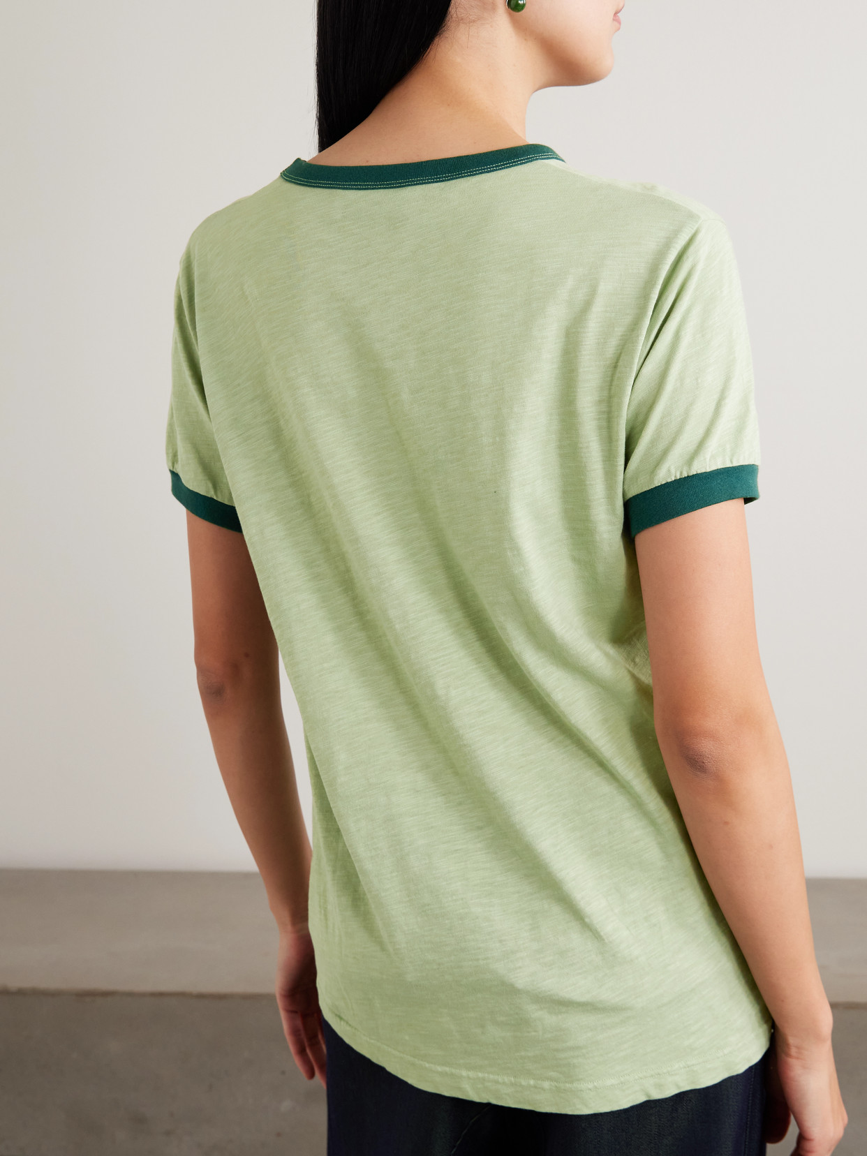 Two-Tone Cotton-Jersey T-Shirt