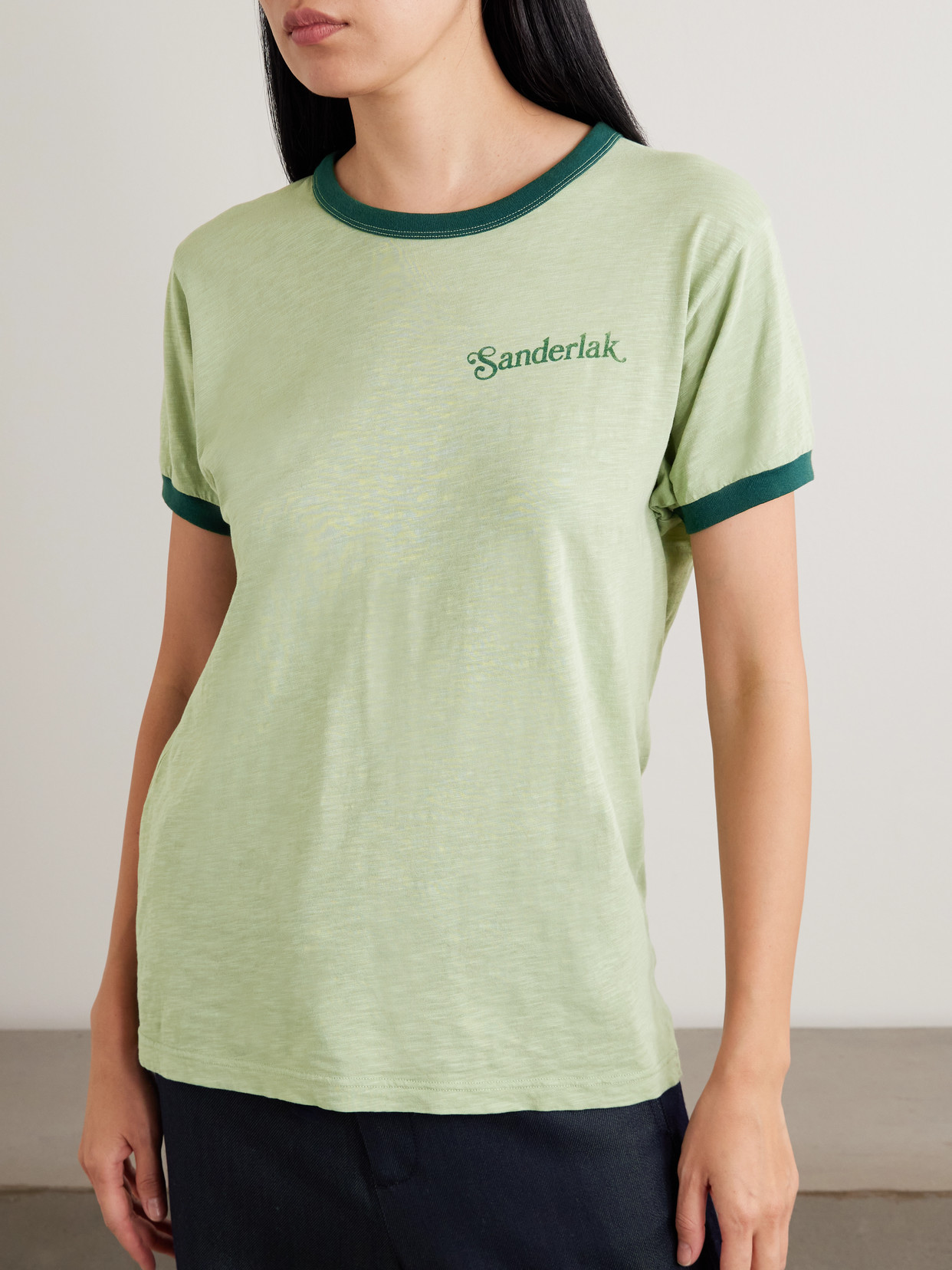 Two-Tone Cotton-Jersey T-Shirt