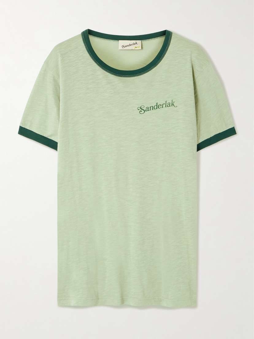 Sanderlak Printed Two-tone Cotton-jersey T-shirt
